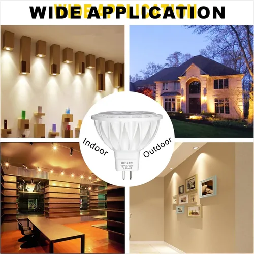 Miniatura 7 de Bombillas LED MR16, paquete de 6, 5 W (equivalente a 50 W de halógeno) 2700 K, blanco cálido, base GU5.3, 12 V, reflector no regulable, 38°, 450 lm