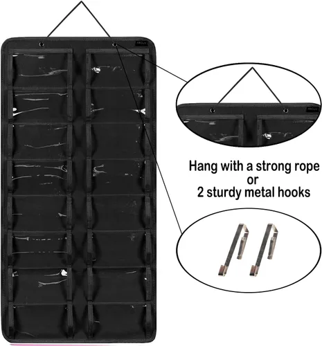 Miniatura 3 de AROUY Organizador de gafas de sol, organizador de gafas con bolsillo para colgar en la pared - Organizador de gafas de sol con 16 ranuras de fieltro