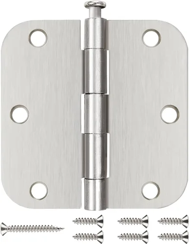 Miniatura 13 de 30 paquetes de bisagras de puerta mate negro de 3.5 x 3.5 pulgadas con radio de 5/8, bisagras interiores resistentes redondeadas para puertas, Negro