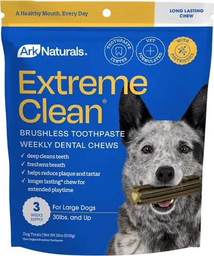 Miniatura 9 de Ark Naturals Extreme Clean Pasta de dientes sin escobillas para razas pequeñas, bolsa de 12 onzas, masticable dental para perros de larga duración