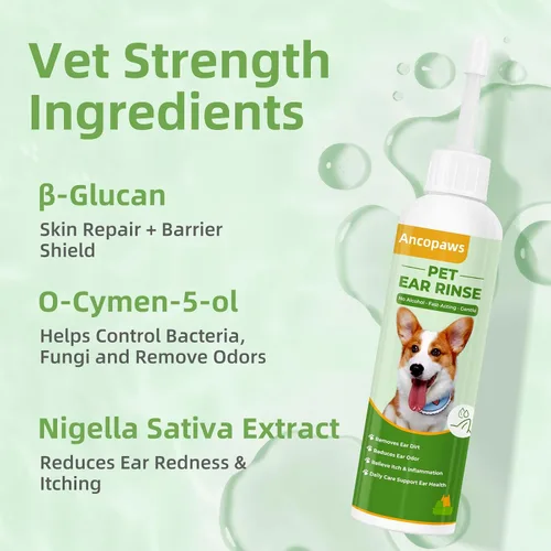 Miniatura 4 de Tratamiento de infección de oído para perros y gatos, gotas de tratamiento de infección de oído por levadura para aliviar la picazón, solución