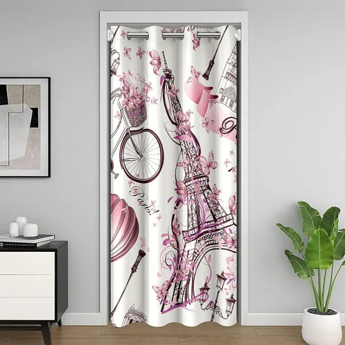 Miniatura 39 de Erosebridal Cortinas opacas de hojas para ventana de puerta, cortinas opacas de hojas blancas y negras, cortina de puerta de hojas, plantas Hojas