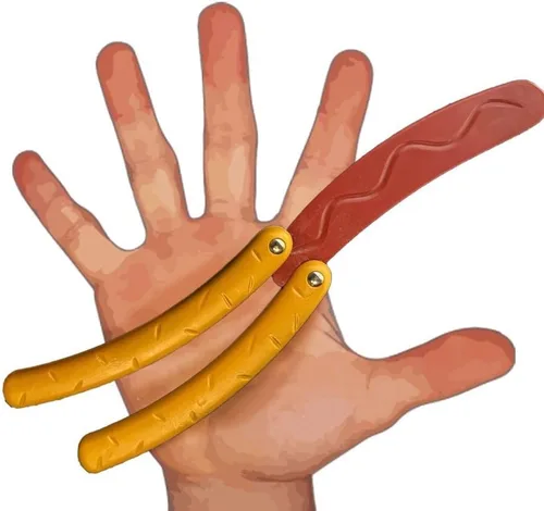 Miniatura 5 de RMISODO 2 piezas de juguete de navaja mariposa de perrito caliente, forma colorida y novedosa, hecho con tecnología de impresión 3D, resistente