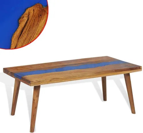 Miniatura 4 de mesa de Centro para sala Mesas de centro Mesa de centro de resina de teca de 39.4 x 19.7 x 15.7 pulgadas, adecuada para salas de estar, balcones