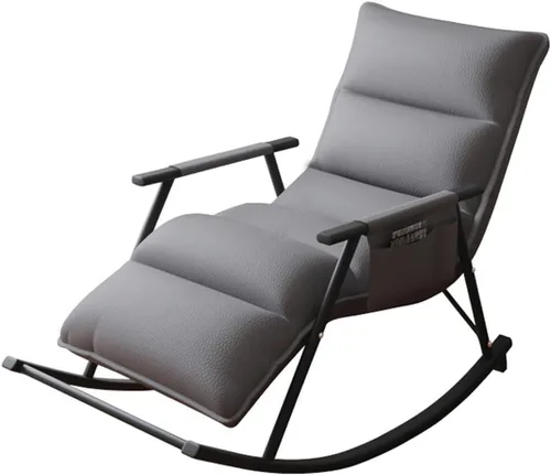 Miniatura 12 de YCKEGEW Sofá de ocio mecedora mecedora con respaldo alto, sillas reclinables de cuero, sillón de mediados de siglo para sala de estar, bolsillo
