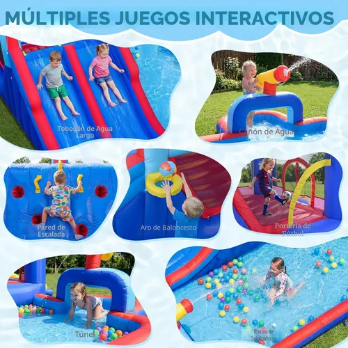 Miniatura 2 de BOUNTECH Parque inflable de tobogán acuático, castillo de salto de 21 x 13 pies con toboganes dobles para diversión de carreras, piscina grande