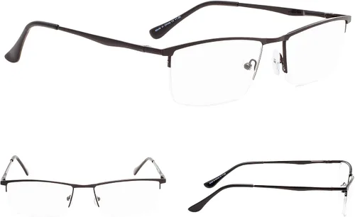 Miniatura 3 de Gafas de lectura de media llanta, paquete de 3 con bisagras de resorte para mujeres y hombres, negro, (3-Pack Black)