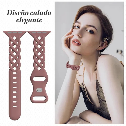 Miniatura 3 de iWabcertoo Correas delgadas de silicona para Apple Watch de 40 mm, 38 mm, 41 mm, 42 mm, 44 mm, 45 mm, 49 mm, correas de encaje trenzado delgadas