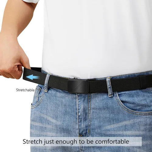 Miniatura 4 de LionVII Cinturón elástico de trinquete para hombre, cinturón elástico para trabajo con hebilla automática para hombres, ajustable para adaptarse a
