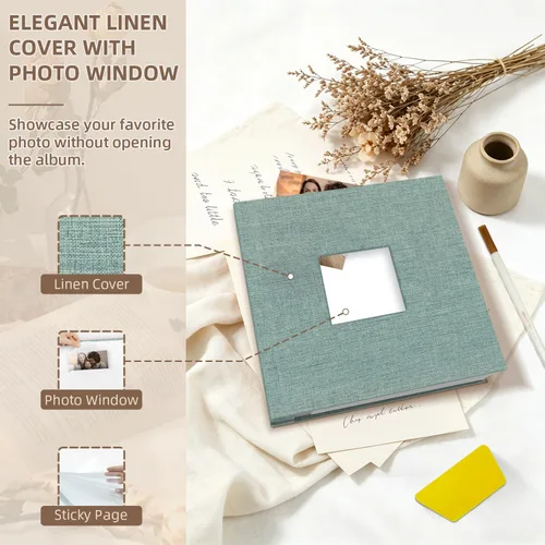 Miniatura 3 de popotop Álbum de fotos autoadhesivo con ventana de visualización de imágenes, kit de suministros de scrapbooking DIY de 40 páginas para fotos de 4x6