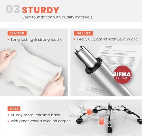 Miniatura 5 de NEO Chair Silla de escritorio de oficina ergonómica ejecutiva ejecutiva de respaldo alto gerencial de cuero PU soporte lumbar para tareas de juego