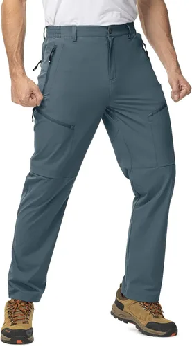 TBMPOY Pantalones de viaje ligeros para hombre, 5 bolsillos con cremallera, elásticos, de secado rápido, pantalones de trabajo tipo cargo, para