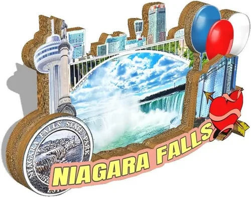 Miniatura 2 de Imán de cascada del Niágara de los E.E.U.U. Imán de nevera 3D de madera, monumentos de viaje, coleccionables, recuerdos, decoración hecha