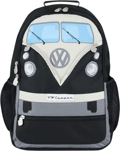 BRISA VW Collection - Mochila universitaria para laptop de senderismo Volkswagen en diseño de autocaravana T1 (30 L7.9 galonesgrande), Negro -