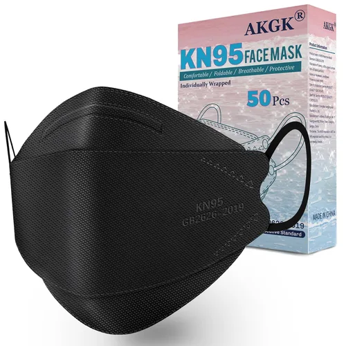 Miniatura 9 de 50 máscaras faciales desechables KF94 negras de seguridad de 4 capas