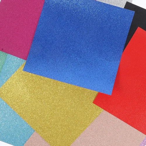 Miniatura 8 de EXCEART 40 hojas de papel con purpurina para proyectos de bricolaje, papel cuadrado de cartulina con purpurina, papel de manualidades multifunción