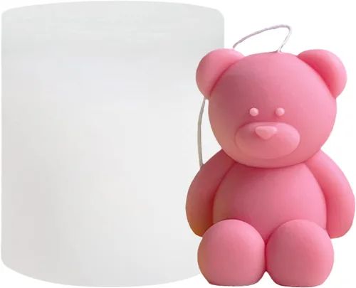 Molde de vela de silicona con diseño de oso de dibujos animados 3D, molde de resina de yeso para hornear, decoración de dormitorio, regalos de 1.8
