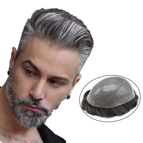 Miniatura 14 de Toupee - Piezas de cabello humano para hombre, 0.005 in, duradero, de polietileno, para hombres, sistema de cabello, unidades de repuesto