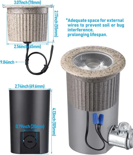 Miniatura 3 de LEONLITE Luces LED de pozo de 3 W 3000 K para paisaje, 12-24 V CA/CC de bajo voltaje, CRI90 IP67 luces de pozo enterrado al aire libre, carcasa