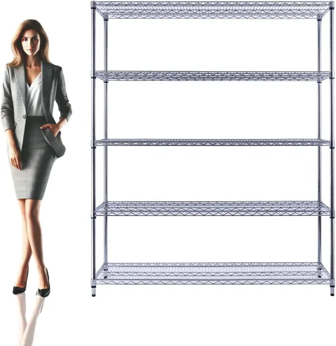Miniatura 15 de NSF - Estantería comercial de alambre de 5 niveles con ruedas, estantes de metal resistente de 48 x 24 x 72 pulgadas, capacidad máxima de 4000 Negro