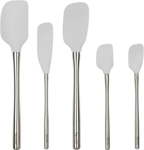 Miniatura 12 de Tovolo Juego de utensilios de silicona de 5 piezas (aguamarina clara): espátula, cuchara, raspador de tarros, mini espátula y mini cuchara Agua claro
