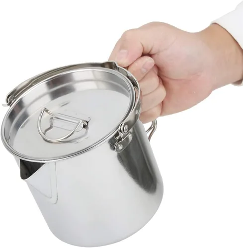 Miniatura 5 de TOPINCN Olla de acero inoxidable utensilios de cocina portátil colgante olla de agua hervidor de agua al aire libre camping senderismo cafetera