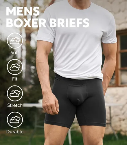 Miniatura 3 de DAVID ARCHY Ropa interior para hombre, de algodón, suave, transpirable, que absorbe la humedad, horizontales, paquete de 3