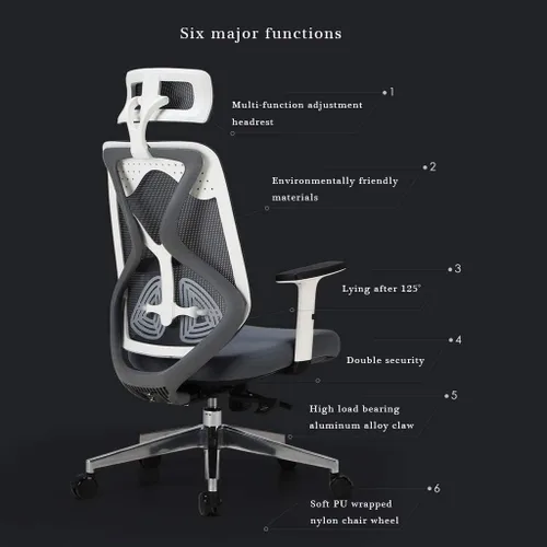 Miniatura 3 de Silla de oficina de malla transpirable para computadora con soporte lumbar ergonómico ajustable, silla de escritorio giratoria con reposabrazos