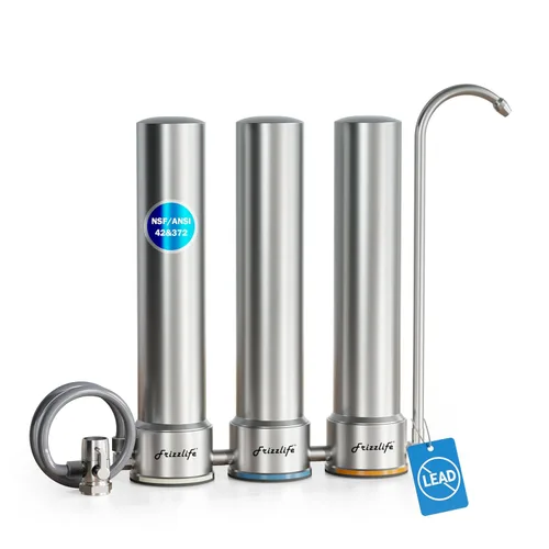 Miniatura 11 de Frizzlife Sistema de filtro de agua de encimera SS99, filtro de agua de acero inoxidable de 6 etapas certificado NSF 42 y 372 para grifo