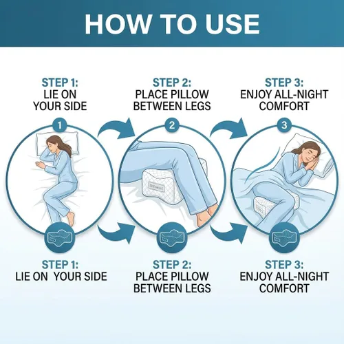 Miniatura 5 de Almohada de rodilla para personas que duermen de lado, almohada ergonómica de piernas para aliviar el dolor de ciática, cadera, espalda