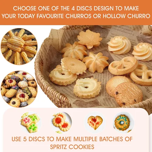 Miniatura 3 de Máquina para hacer churros, kit de pistola Churro de acero inoxidable de 21 piezas, pistola para hacer churros, juego de prensa de galletas, churro
