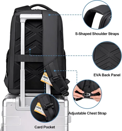 Miniatura 5 de Mochila de negocios FENRUIEN para hombres profesionales, Negro, Ampliable