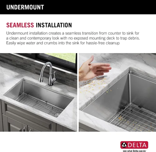 Miniatura 9 de DELTA FAUCET 95B932-32S-SS Lorelai - Lavabo de cocina Lorelai para estación de trabajo, de acero inoxidable, montaje bajo encimera, tarja única
