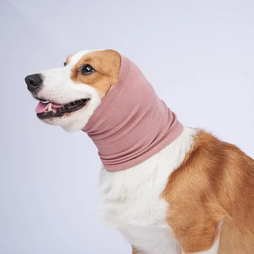 Miniatura 16 de Envolturas para las orejas sin sacudidas para perros, suave con capucha calmante para perros, orejeras para ansiedad, aseo, baño, natación, Negro