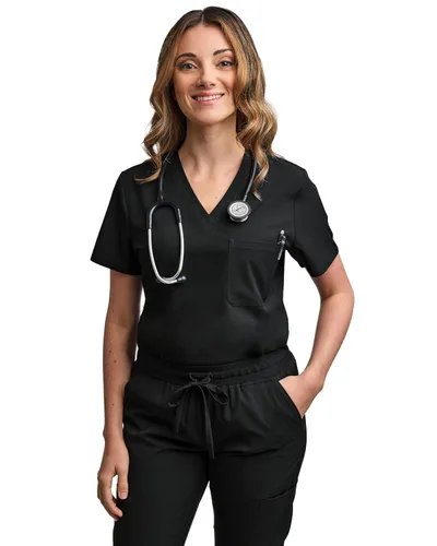 Miniatura 3 de Green Town Conjunto de ropa quirúrgica para mujer, pantalón deportivo y parte superior con cuello en V, 5 bolsillos, cintura de yoga, uniforme