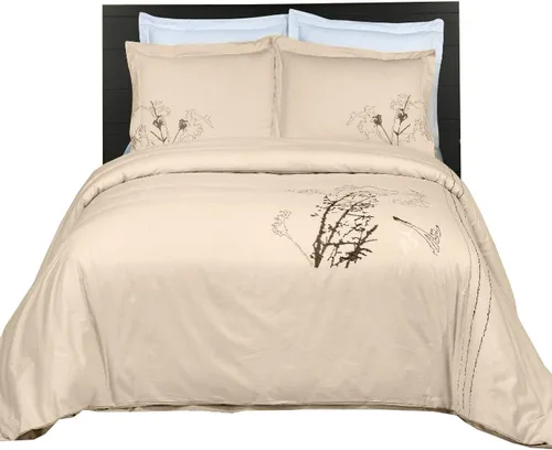 Miniatura 13 de sheetsnthings Juego de edredón de 8 piezas de tamaño matrimonial bordado Amalia dorado y blanco, incluye juego de funda de edredón de algodón de 3