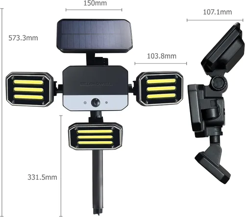 Miniatura 7 de Bionic Floodlight Deluxe Luz Solar para Exteriores Impermeable Luz de Patio Sensor de Movimiento Luces para Exteriores con Control Remoto Ajustables
