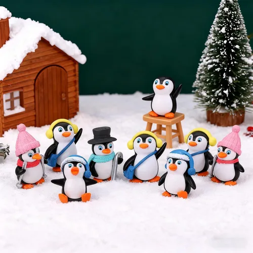 Miniatura 3 de NUOBESTY Lindos personajes de pingüinos juguetes colección de figuras de pingüino mini juego decoración decoración mini figuras de Navidad juguetes
