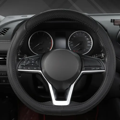 Miniatura 2 de West Llama - Funda personalizada para volante de automóvil para Nissan, funda para volante en forma de D para Rogue, Altima, Kicks (Forma D-Negro)