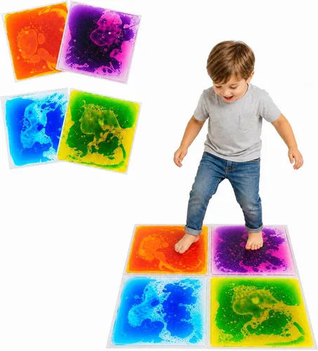 edusense Azulejos de Suelo Líquidos Sensoriales para Niños, Azulejos Decorativos para Autismo, Juguetes de Aprendizaje Temprano, Tapetes de Juego de
