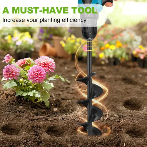 Miniatura 3 de Broca de Taladro en Espiral para Plantar de 4 x 23 cm, Taladro de Jardín, Barreña de Bulbos, Plantador Rápido y Fácil, Broca para Bulbos y Plantines