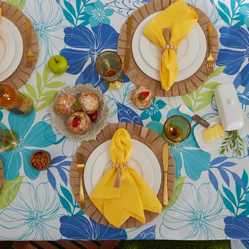 Miniatura 5 de DII Colección de manteles de vinilo para verano con respaldo de franela y diseño floral, rectangular 60x84, Tropical Bahama