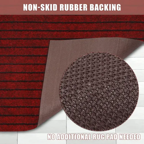 Miniatura 3 de Alfombra de pasillo de 2 x 6 pies para interiores y exteriores, perfil bajo, pasillo, cocina, patio, terraza, caravana, entrada, garaje, con Rayas