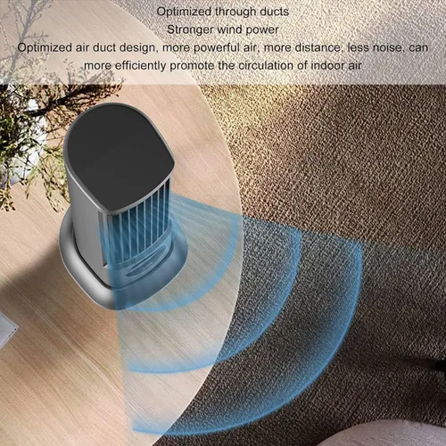 Miniatura 9 de Ventilador de torre de escritorio, ventilador silencioso sin aspas de 10 pulgadas con 3 niveles de velocidad, aire gran angular 3D, base ajustable