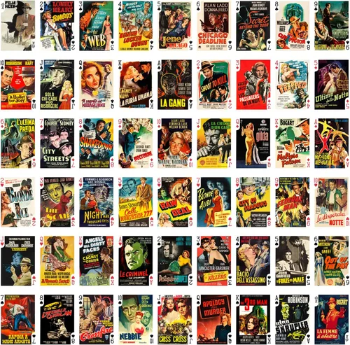 Miniatura 2 de Film Noir Playing Cards (Poker Deck 54 cartas todas diferentes) Póster de película vintage Detective de acción Cine Negro