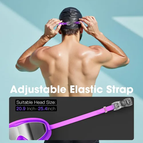 Miniatura 7 de Gafas de natación para adultos, paquete de 2 gafas de natación con visión amplia para hombres, mujeres, jóvenes, adolescentes, gafas de natación