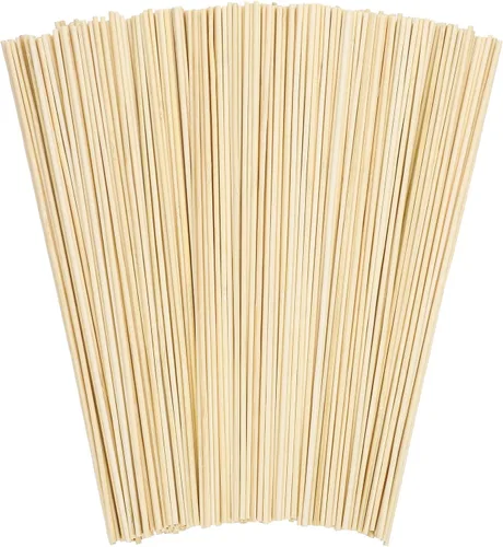 Miniatura 9 de 150 Piezas Varillas de Madera – Palitos de madera de 1/8 x 12 pulgadas para manualidades, palos de bambú natural sin terminar para ramo de flores