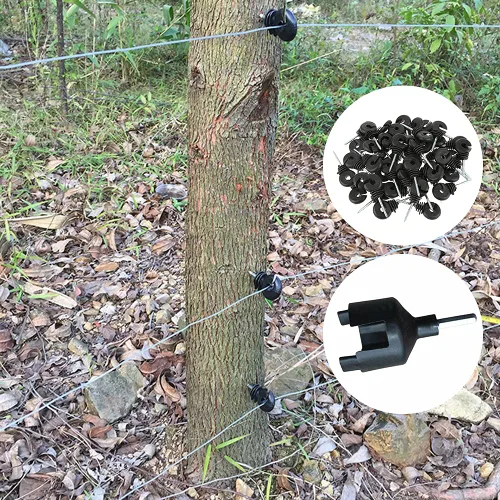 Miniatura 5 de 25 piezas de aislador eléctrico negro para valla, poste de anillo, aislador autorroscante, aislador de poste de madera que ahorra mano de obra y 1