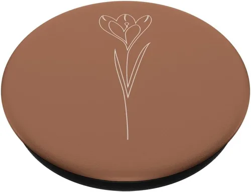 Miniatura 2 de Tulip Flower Line Art - PopSockets intercambiables con diseño minimalista floral y marrón pastel