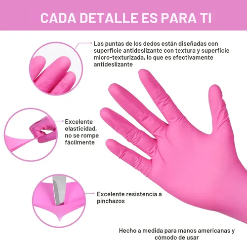 Miniatura 8 de FINITEX Nitrile Disposable Latex-Free Gloves - 3.5mil 100/1000PCS Powder-Free Latex Free Cleaning Medical Exam Food Gloves rosa rojo (pequeño 100)
